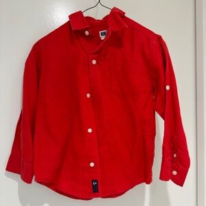 Janie and Jack Vibrant Red Button Down Shirt